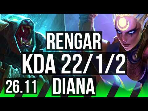 RENGAR vs DIANA (JGL) | Good KDA: 22/1/2, 51K damage | EUW Diamond | 26.11