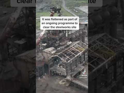 Teesside's iconic redcar steelworks blast furnace demolished