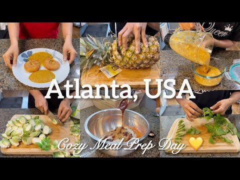 Cozy Slow Living Meal Prep in USA 🌿 | Easy Prep for Lazy Mornings 💛 | Silent Vlog