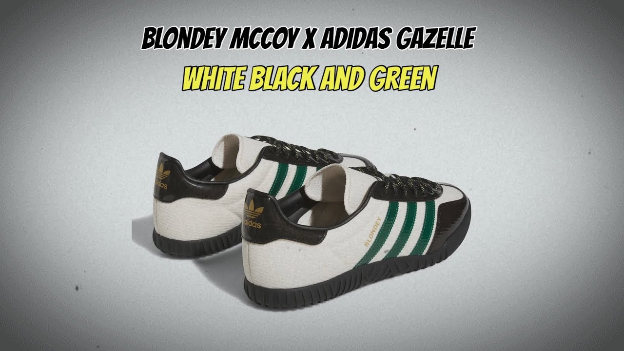 Blondey McCoy x adidas Gazelle White Black and Green