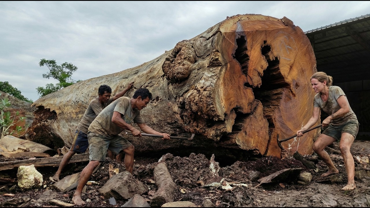 Giant Trembesi Sawmill Process – From Log to Beautiful Boards - YouTube