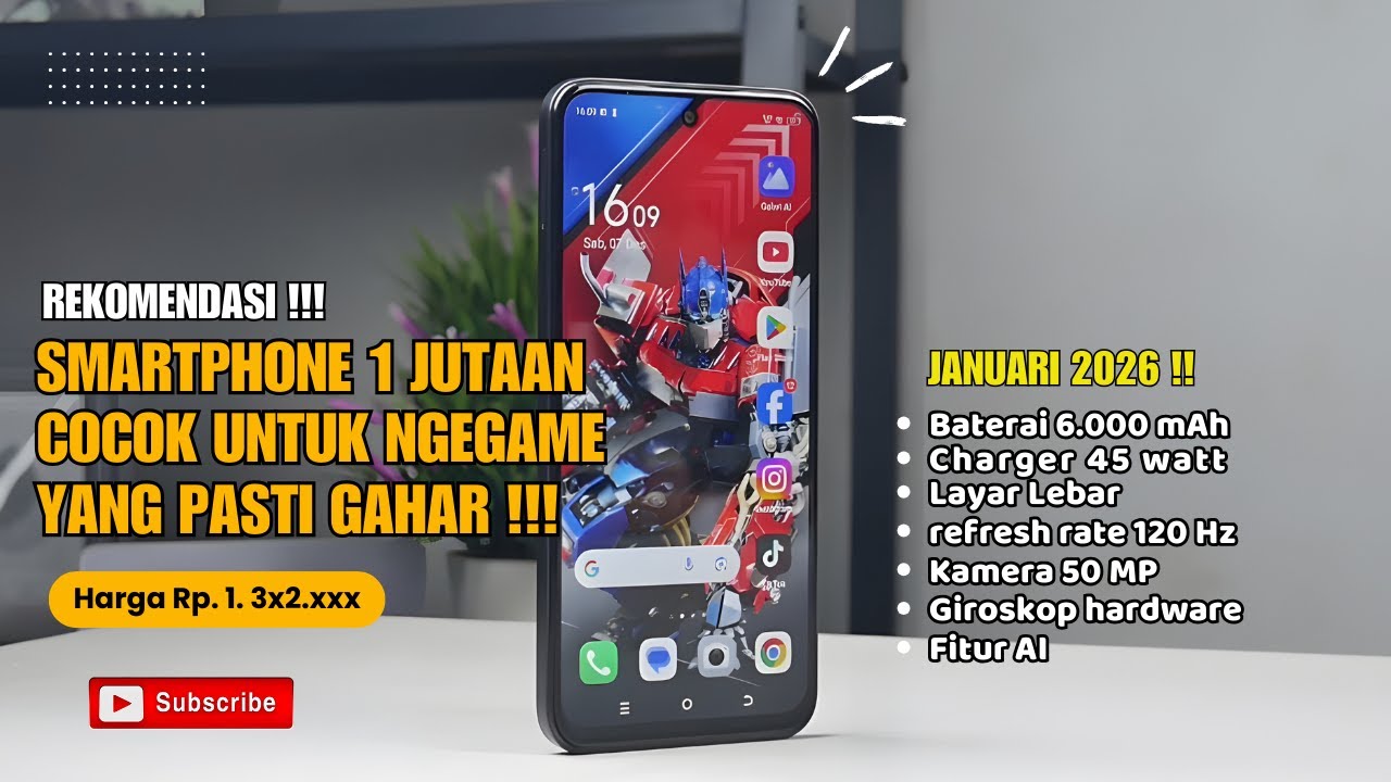 Rekomendasi smartphone 1 jutaan kuat di ajak ngegame  !!!