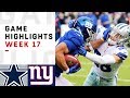 Cowboys vs. Giants Week 17 Highlights | NFL 2018