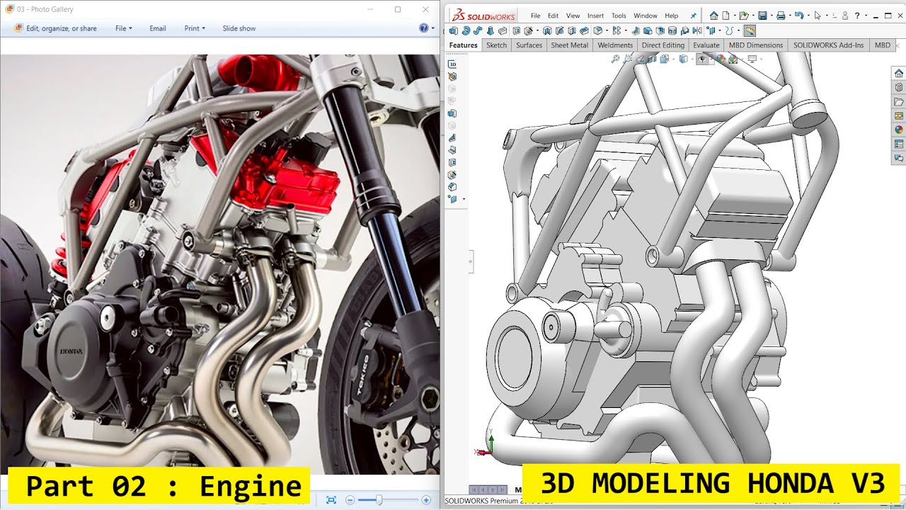 3D Modeling Honda V3 [ Part 02 : Engine ] - YouTube