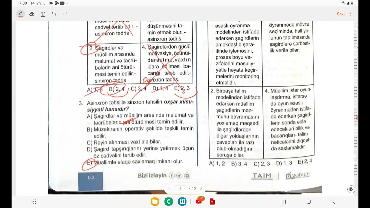 TƏLİMİN FORMA VƏ MODELLƏRİ I TAİM 2024 I TEST İZAHI