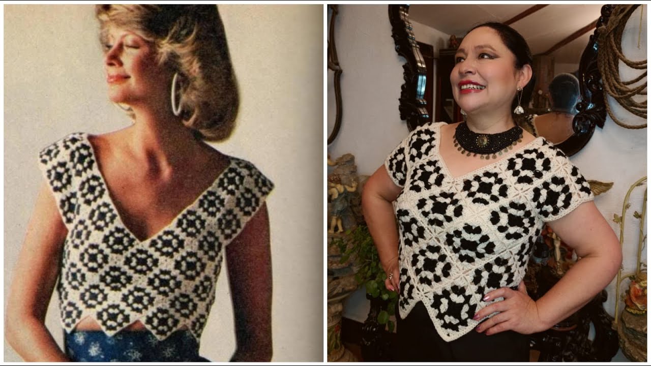 ¿Cómo tejer una blusa a Crochet? Estilo VINTAGE🌹Todas las tallas MUY FÁCIL #crochet #moda #tutorial
