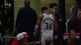 Giannis Heads To Locker Room After Wrist Injury