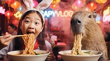 Capybara và mỳ siêu cay cấp độ 7 của bé Mai #capybara