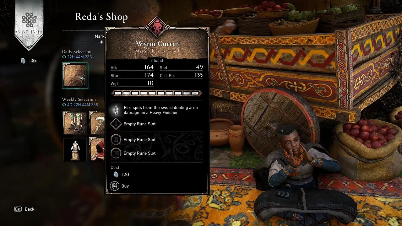 Assassin's Creed Valhalla - Reda's Shop 2023.09.14. - Wyrm Cutter (Mythical Great Sword)