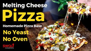 Homemade Pizza Recipe with all home ingredients | Without Yeast & Oven | Melting Cheese Pan Pizza screenshot 3