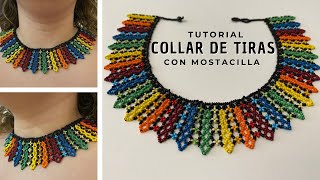 Collar de tiras de colores  en  mostacilla / chaquira PASO A PASO