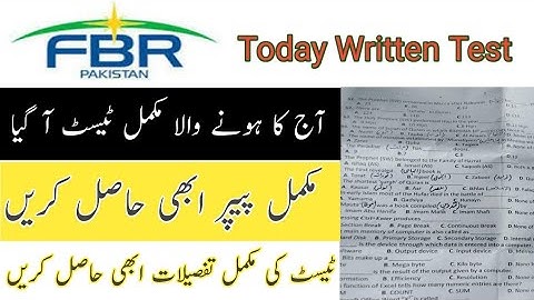 FBR Today Written test Questions and Answer solved || FBR written test held on 21-11-21