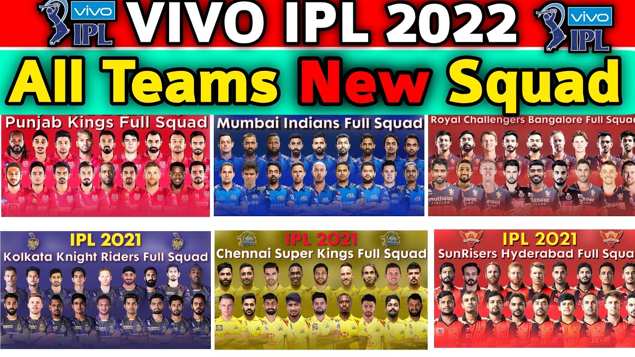 Vivo IPL 2022 All Teams Final Squad IPL 2022 All Teams Full Squad IPL All Teams Confirmed Squad