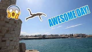 INSANE SPLASHDIVING IN CRETE!! #GREECEVLOG3