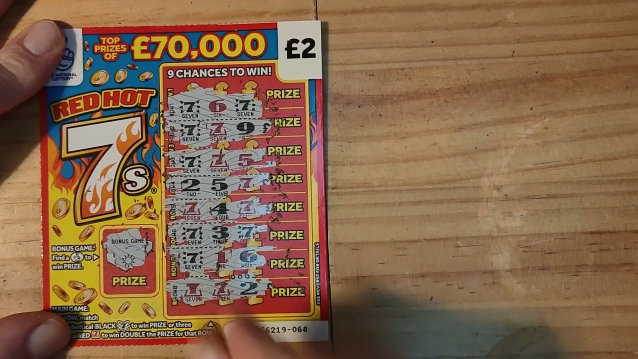 red hot 7s scratch cards Monday 7th 2022 £10 in play