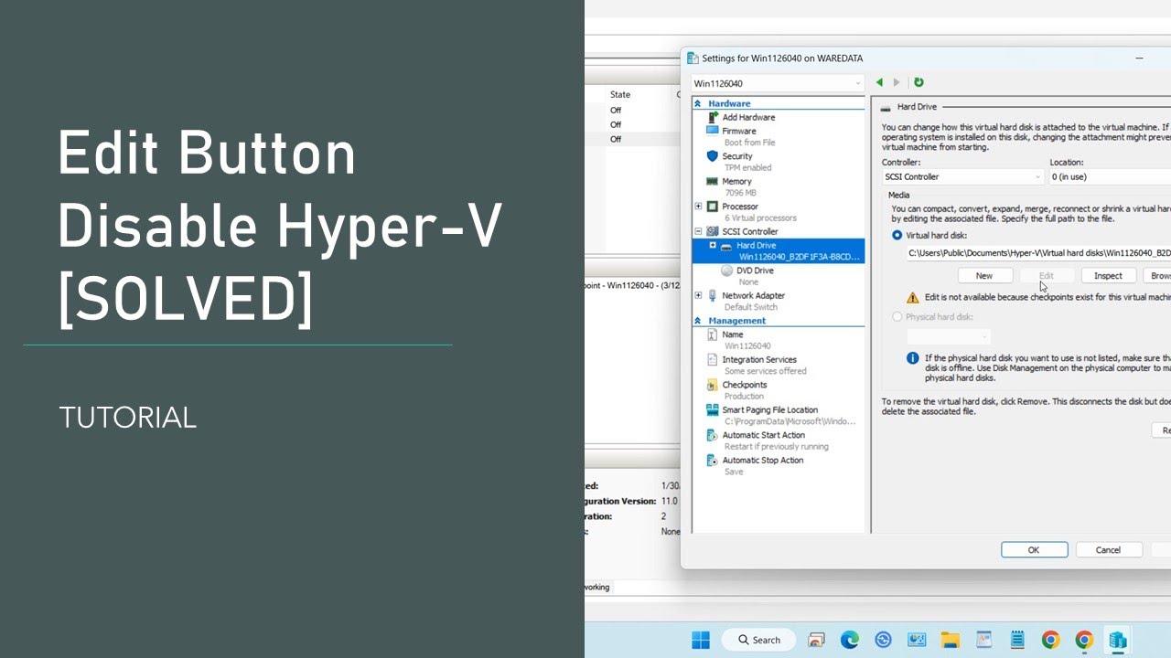Edit Button Disable on Hard Drive Hyper-V [Solved] - YouTube