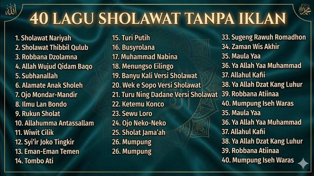 40 LAGU SHOLAWAT JAWA TERBAIK - PALING ENAK GAK BIKIN BOSEN 🎵