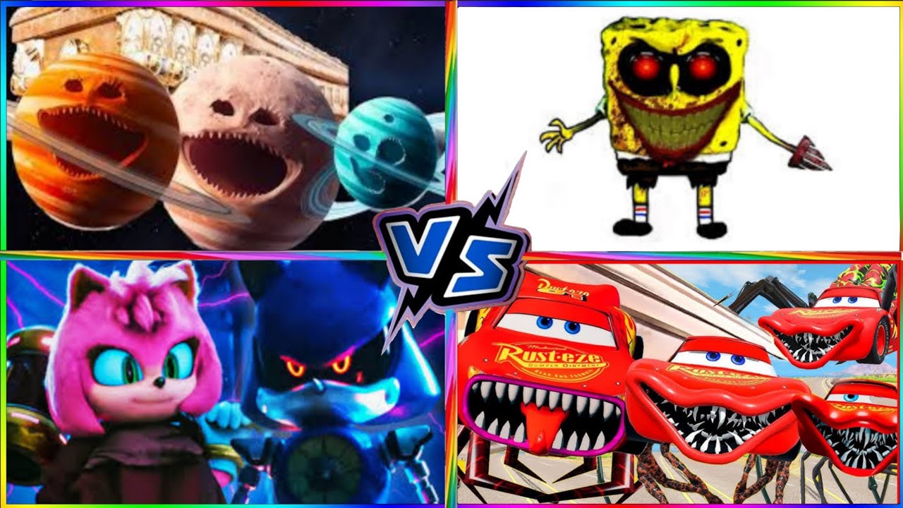LUNAR MOON.EXE 🆚️ Sonic.EXE 🆚️ McQueen Spider Eater 🆚️ SpongeBob EXE - Coffin Dance Meme Song