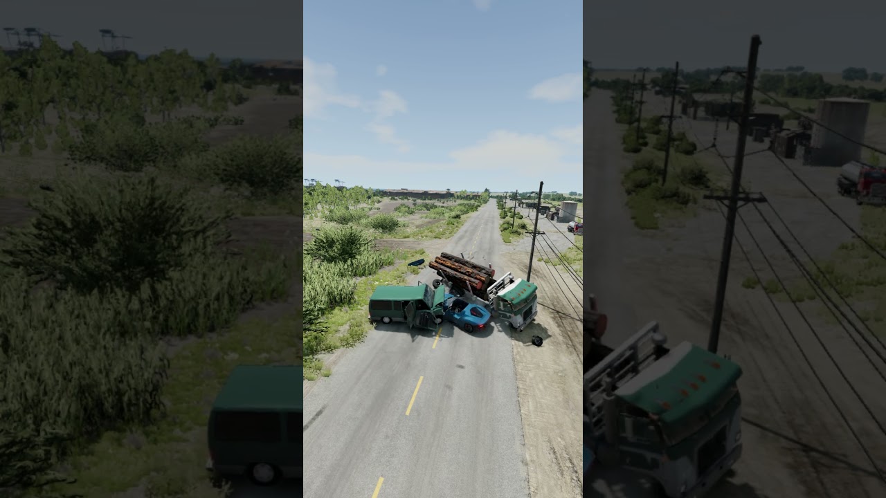 Realistic highway crash | Truck vs racing cars 💥 BeamNG.drive simulation 