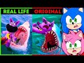 Sonic and amy watch the best tiktok of catnap  real life vs original poppy  playtime chapter 3