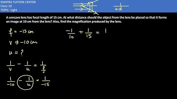 4. A concave lens has focal length of 15 cm. At what distance should the object from the