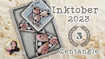 Day 3 Inktober 2023 Zentangle Tangle #caro 禪繞畫 #2379 by Eva Wu ゼンタングル ATC tile
