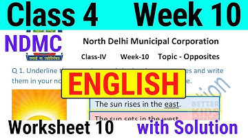 NDMC Class 4 English Week 10 Worksheet 10 (5/8/21) || Class 4 English Worksheet Solution