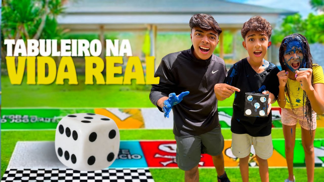 JOGAMOS TABULEIRO NA VIDA REAL * desafios extremos feat : Estevão, Duda e Felipe