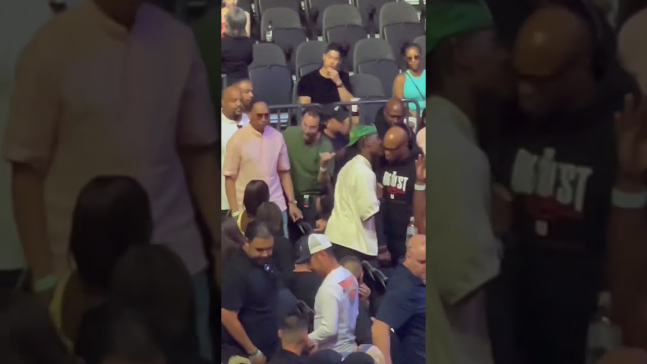 Stephen A. Smith, Charlo and Derrick James at Spence vs Crawford Weigh-in