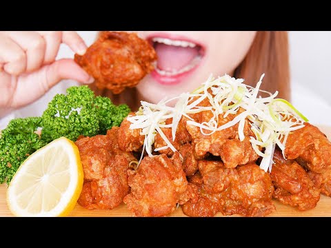 【咀嚼音/ASMR】北海道名物『ザンギ』を作って食べる音【字幕付】Eat sounds of Hokkaido style deep fried chicken