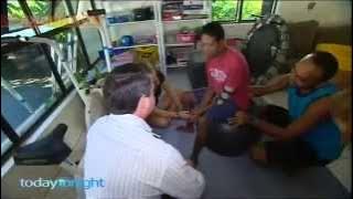 Boy raised with chickens in Fiji...