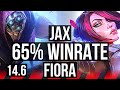 Jax vs fiora top  65 winrate rank 8 jax  na challenger  146