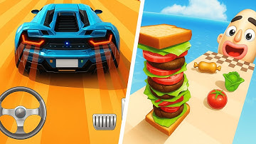 Car Racing 3D vs Sandwich Runner | Gameplay | Xate Gameplays 