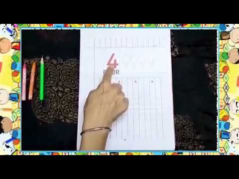 Writing of number 4 in the notebook