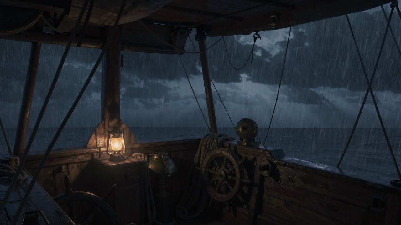 Alone on a boat in the rain - Seeking the thrill of adventure and discovery