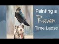 Raven or Crow Acrylic Painting Time Lapse - By Artist, Andrea Kirk | The Art Chik