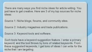 Article Writing - How to Find Niche Ideas For Article Writing