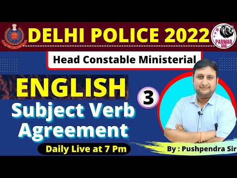 English for Delhi Police Head Constable |  Subject Verb Agreement | Lecture 3 | Parmar SSC