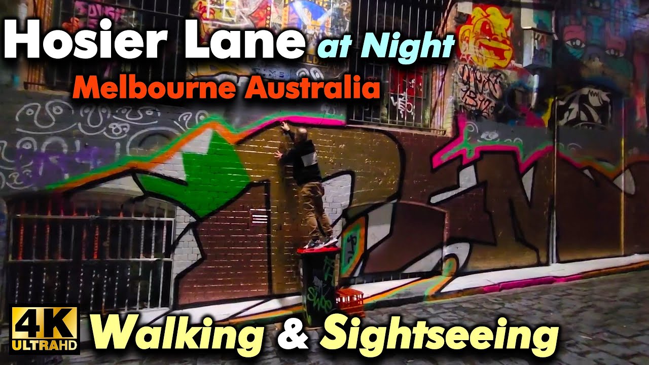 Hosier Lane at Night Melbourne Walking Sightseeing Tour famous laneway