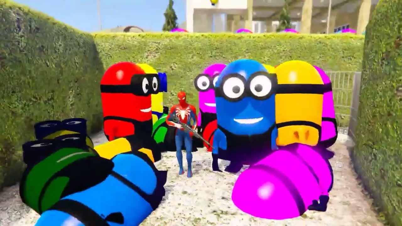 GTA 5 Epic Ragdolls RED SPIDERMAN VS RED MINION VS GREEN MINIONEuphoria Physics & Funny Fails #live