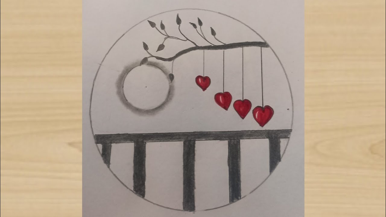 Easy circle scenery drawing। pencil drawing in circle step by step ...