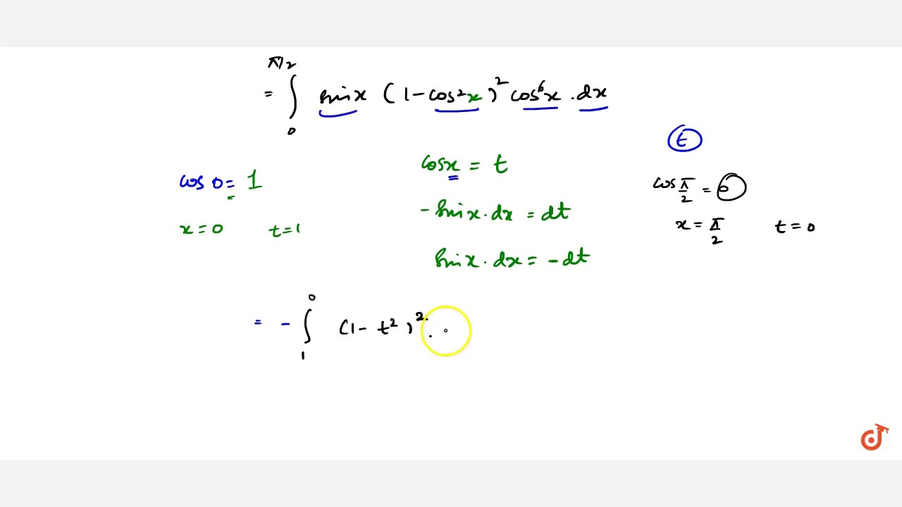 `int_0^(pi/2) sin^5x cos^6x dx=` - youtube