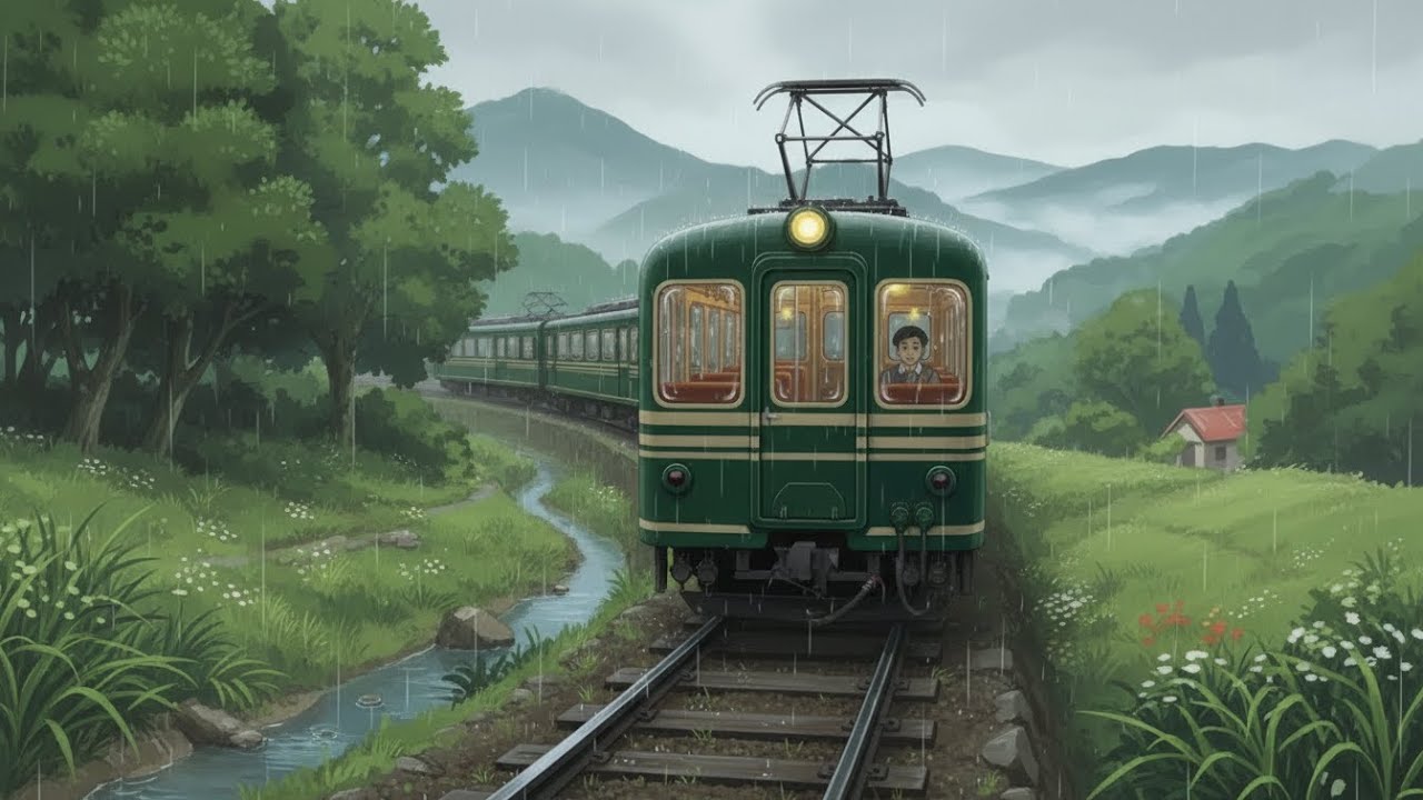 A Peaceful Rainy Train Journey | Ghibli-Inspired Cozy Family Story ...