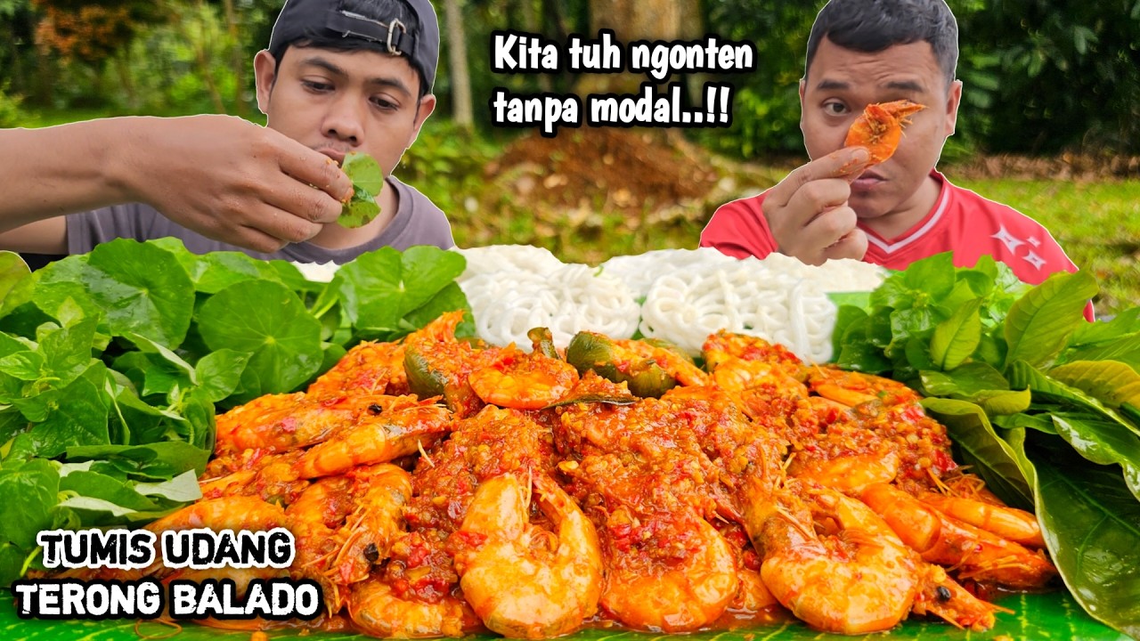 NGEUNAH PISAN ! TUMIS UDANG TERONG BALADO + LALAPAN MENTAH