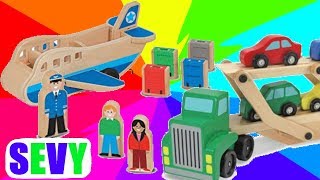 Fire Engine, Airplane, Cars, Bus, Semi Trucks Toys Pretend Play | Learn English, Numbers, and Colors