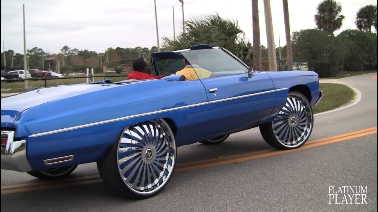 chevy impala, vert, drop, 72, 1972, glassed out, j ville, 30 inch rims, dub swyrl, ...