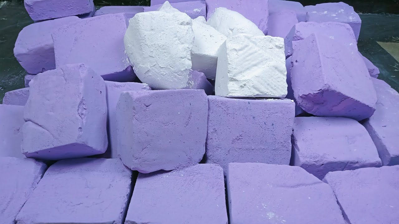 Purple Soft Gym Chalk Blocks Mass Crush | Crispy | Satisfying | ASMR ...