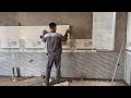 How to install porcelain tiles on kitchen wall || Techniques Install Large Tiles Alone