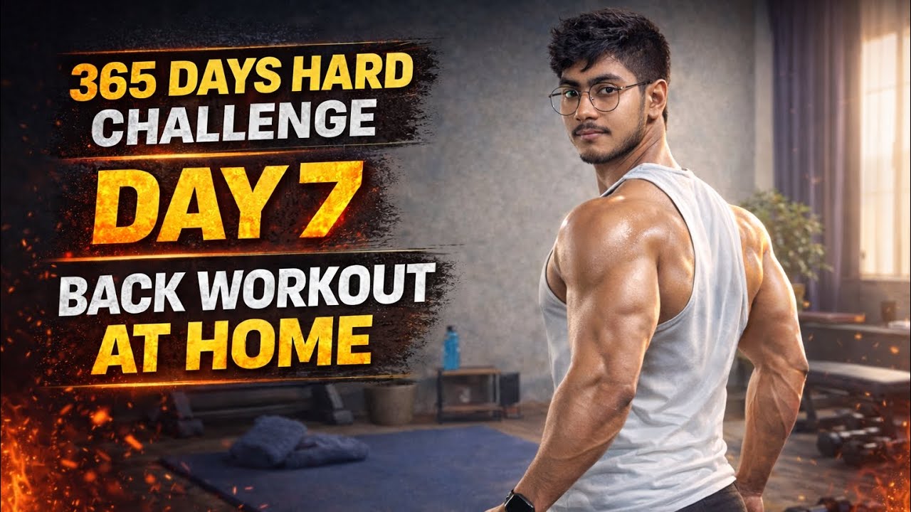 7/365 hard days chellenge day 7 back workout at home || ghar pr back kese bnaye 