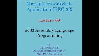 Microprocessors Lecture-09 : 8086 Microprocessor | Assembly Language Programming
